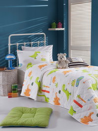 L'essentiel linge de maison Juego de colcha doble ranforce Dinolar - Blanco